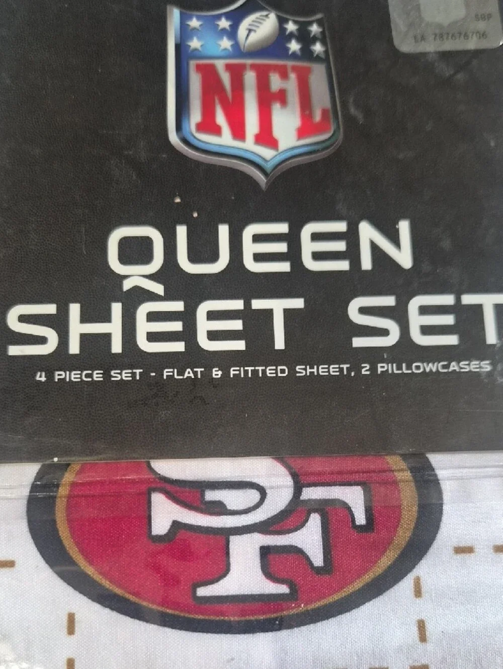 NFL Queen Sheet Set - White and Red with Team Logo